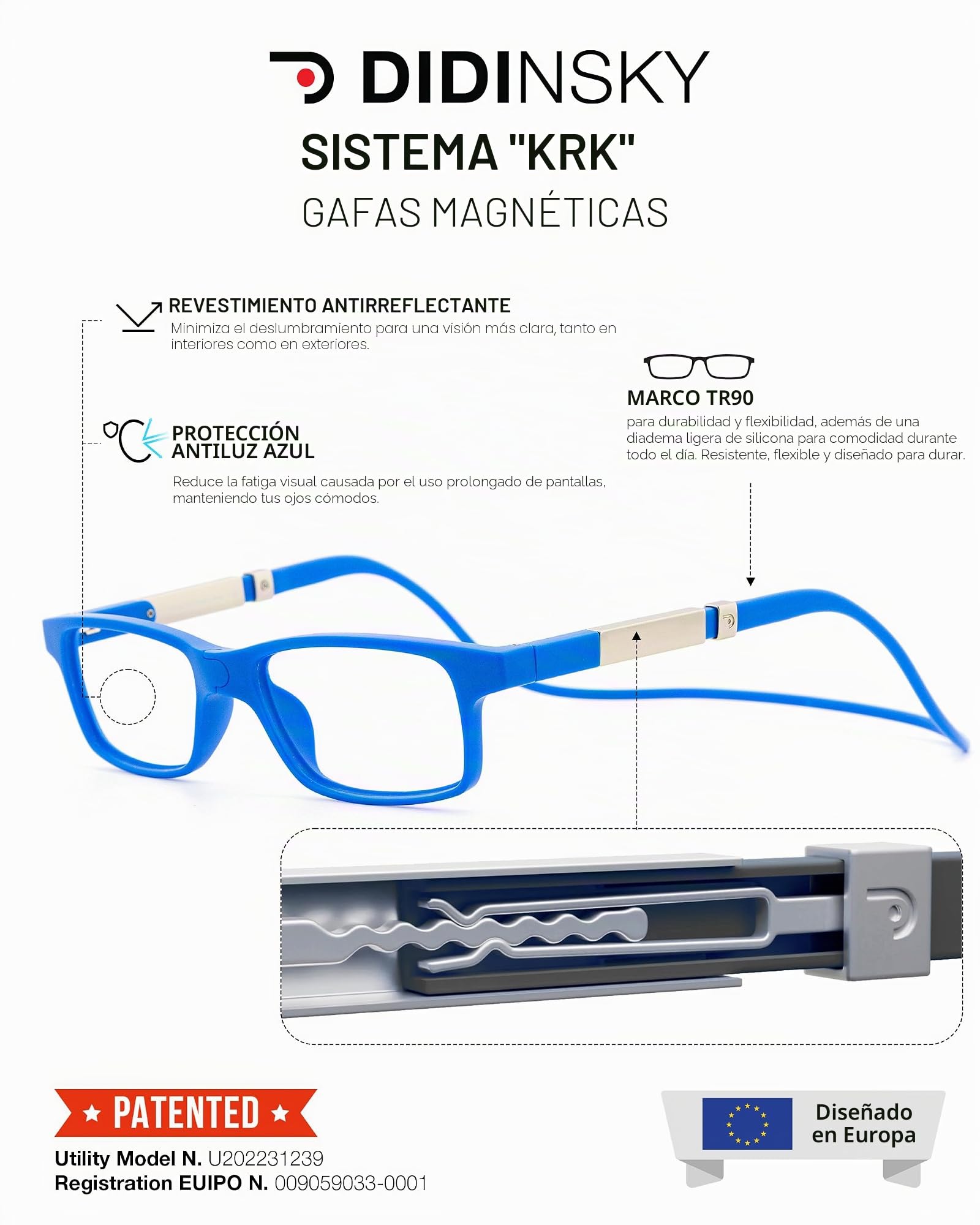 DIDINSKY Krik Gafas de Lectura Magnéticas, Filtro Luz Azul