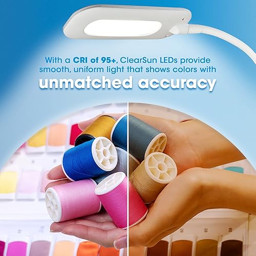 Miniatura 4 de OttLite - Lámpara de clip LED flexible con tecnología LED ClearSun, luz de clip suave al tacto es regulable y flexible, lámpara de lectura fácil de