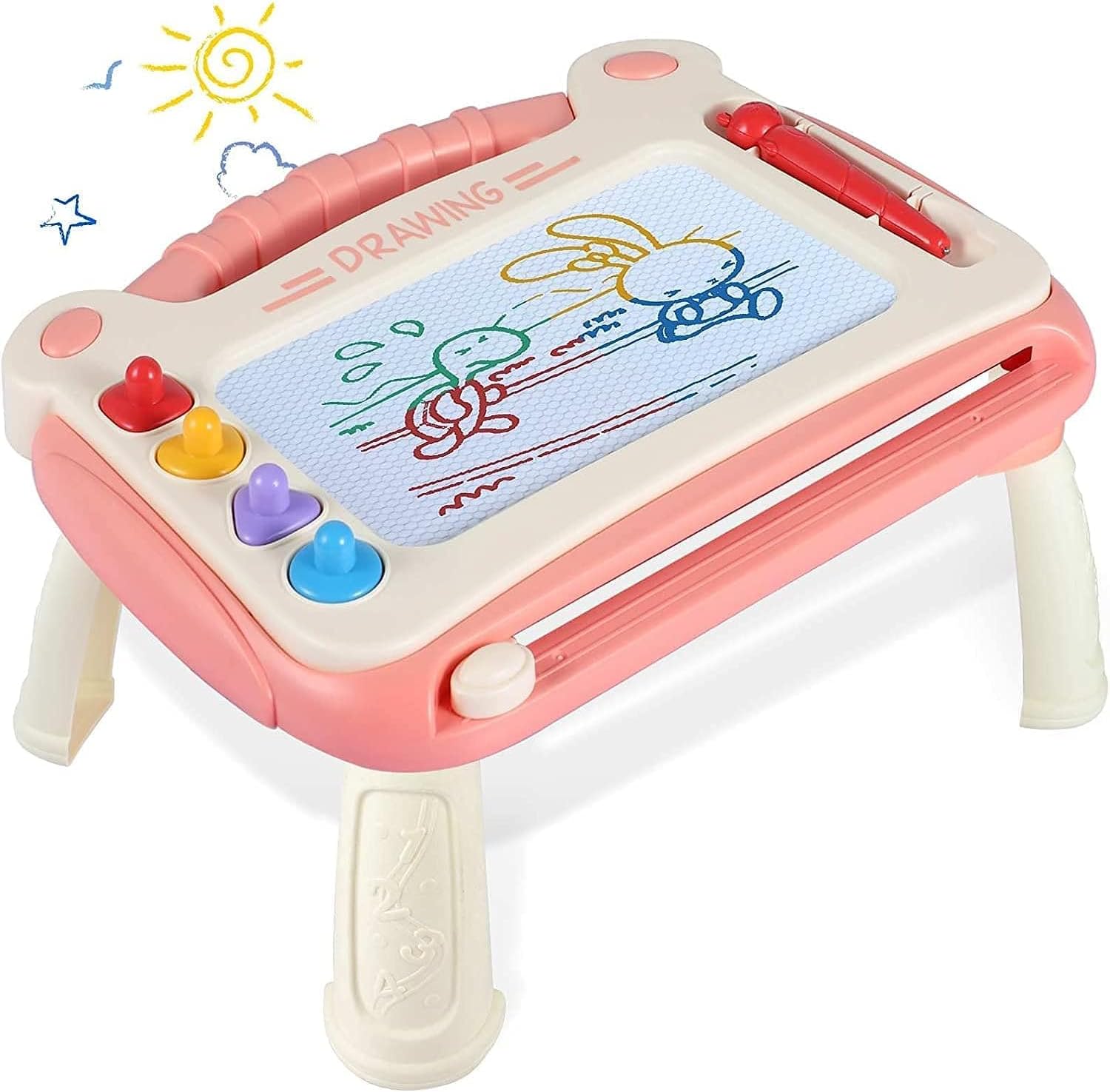 Mumoo Bear Toddler Toys Age 1-2 Year Old Boys, Girls, Magnetic Drawing Pad Doodle Board Educational Learning Toys for 1 2 3 Year Old Boys, Girls Birthday(Pink)