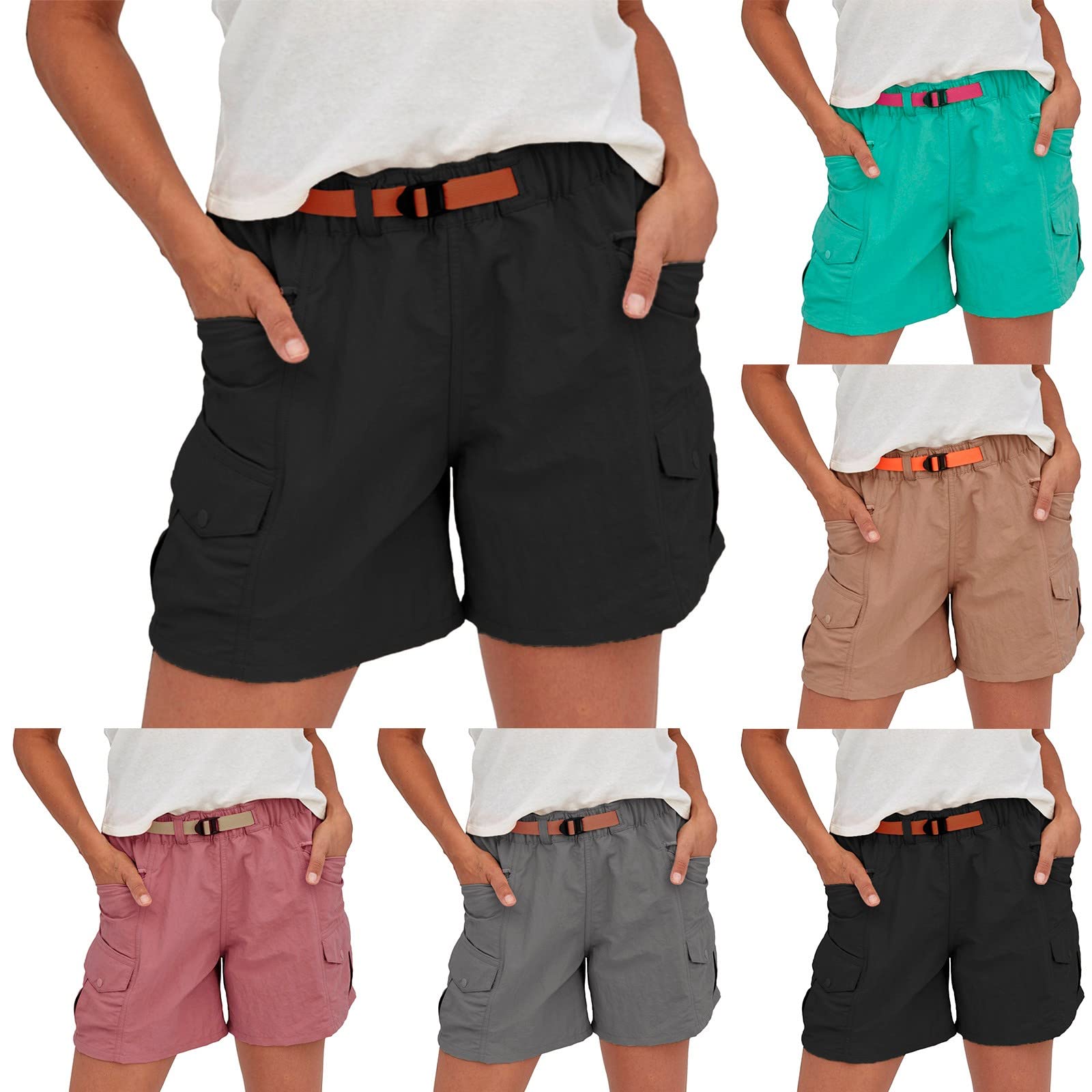 2026 Pantalones cortos para mujer al aire libre Everyday Shorts Cargo Shorts Verano Entrenamiento Elástico Pantalones Cortos de Senderismo con Cintura