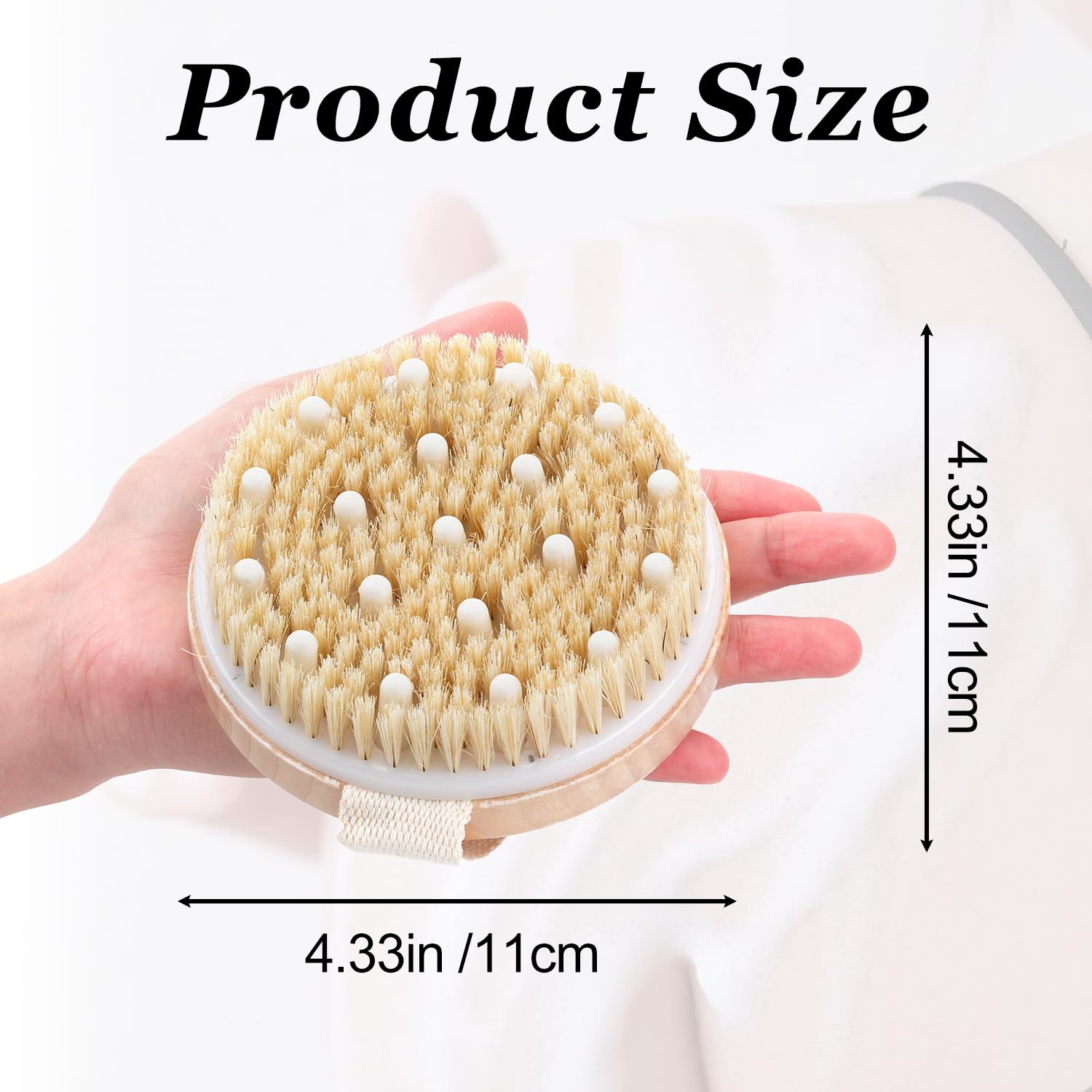 Dry Brushing Body Brush Natural Bristle Exfoliating Brush for Cellulite Reduction, Ergonomic Handle Design for Full-Body Care, Ideal for Dry or Wet Brushing - Image 2