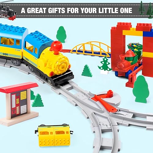 Miniatura 6 de 32 pistas de tren, pista de tren clásica con 20 vías curvas, 10 vías rectas y 2 pistas de interruptores, compatible con todas las principales