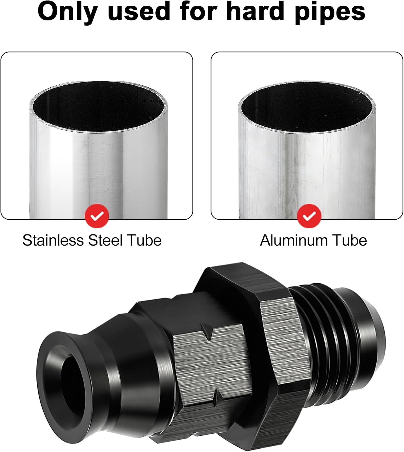 EVIL ENERGY 6AN Male to 1/4" Hardline Compression Fitting Adapter Aluminum Black