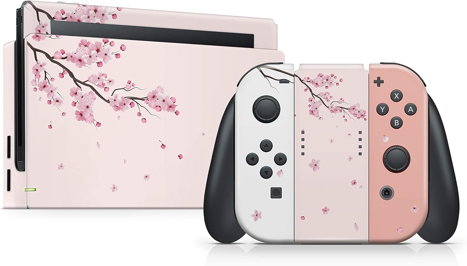 Tacky Design Cherry Blossom Skin Compatible with Nintendo Switch Skin Wrap Cover, Cute Pink Skin for Nintendo Switch Stickers, Premium Vinyl 3M Full Wrap Decal (Style 2)