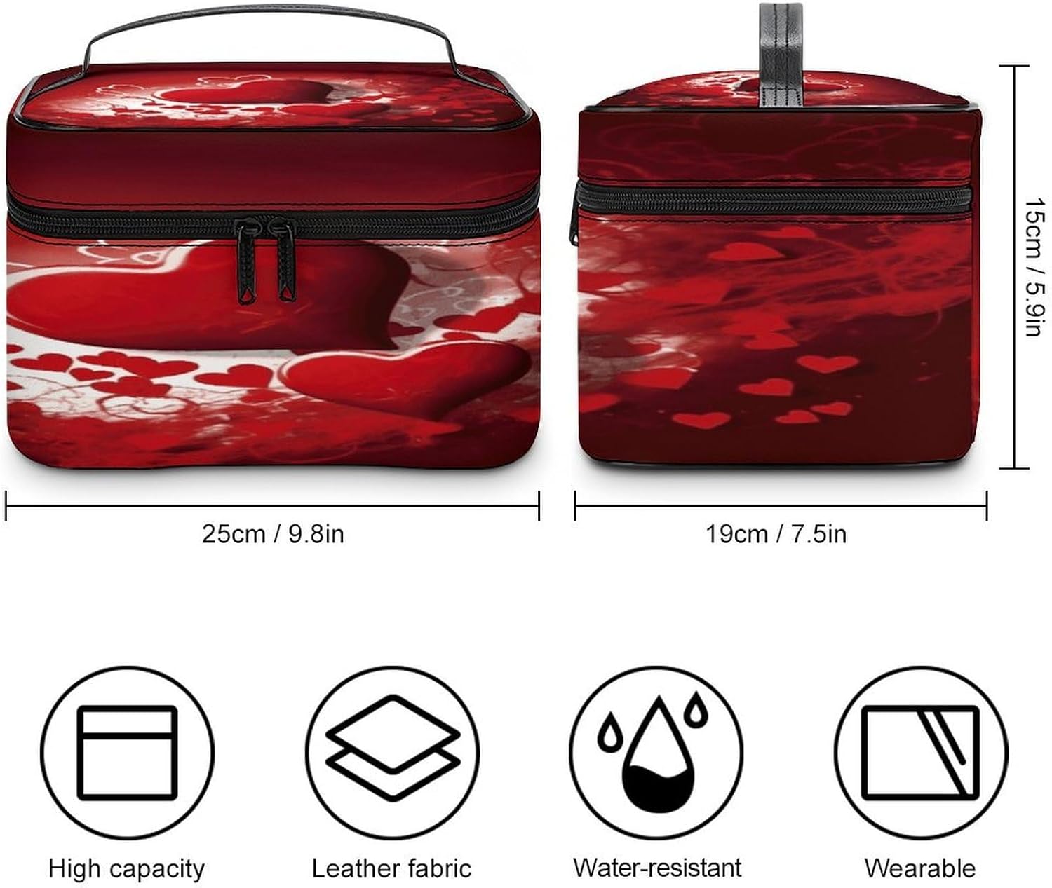 Valentine Day Makeup Bag Personalized Makeup Pouch Large Capacity Hand-held Toiletry Bags Lightweight Travel Cosmetic Bag Portable Cosmetic Pouch for Women image 2