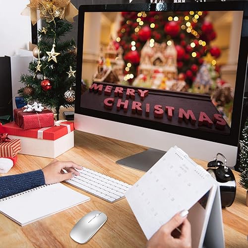 Miniatura 5 de Mouse Bluetooth para portátil/iPad/iPhone/Mac (iOS 13.1.2 y superior)/PC Android, mouse inalámbrico delgado recargable por USB, silencioso,