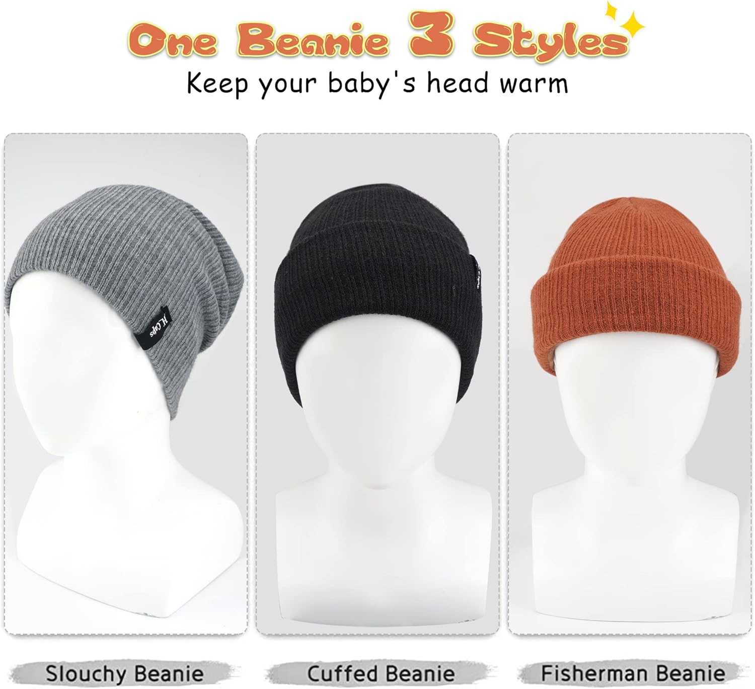 Miniatura 5 de FZ FANTASTIC ZONE Gorro de invierno para niños pequeños de 0 a 3 años de edad, gorro de invierno para niños y niñas de 0 a 3 años de edad, gorro de