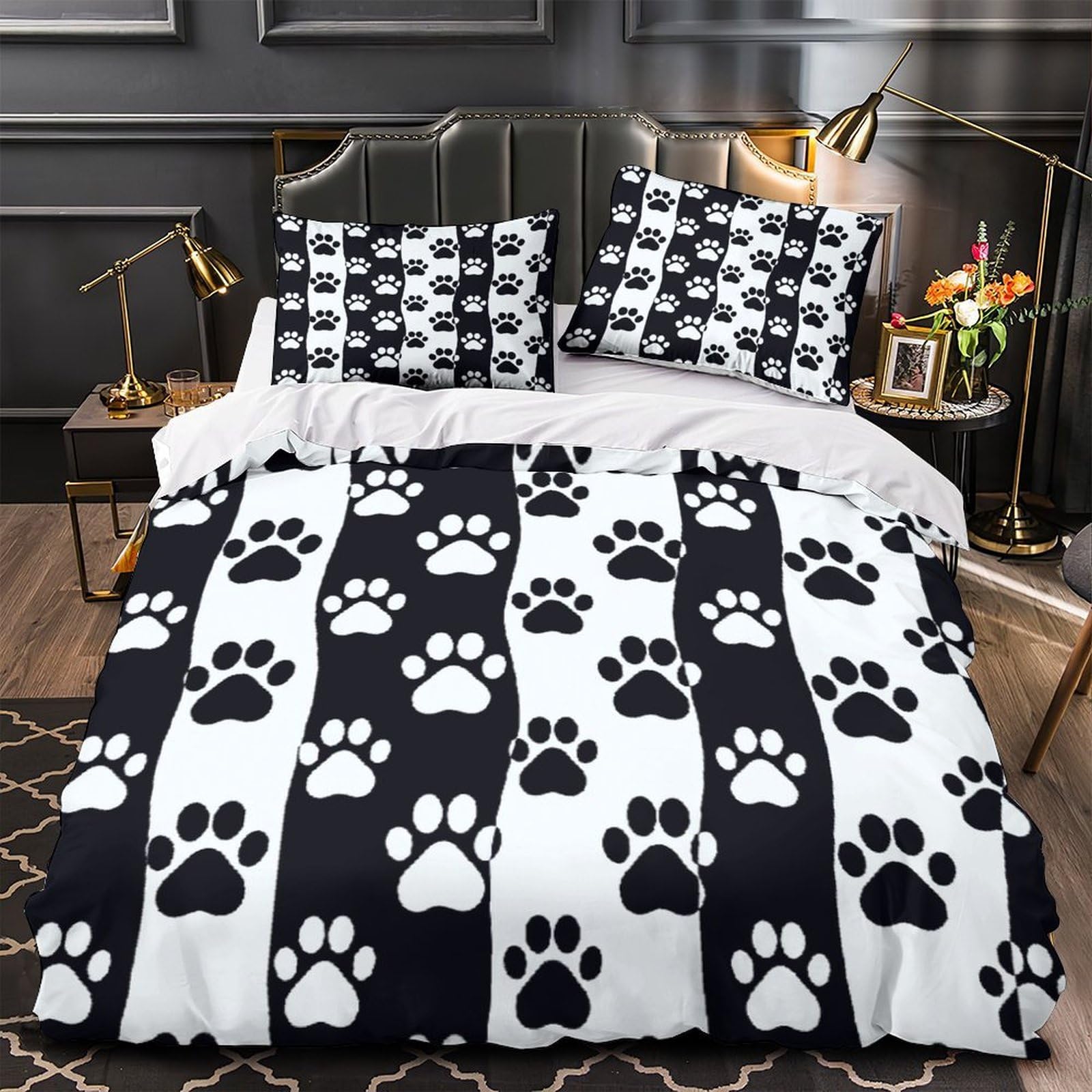 Parure de lit panda 260x220 cm avec housse de couette imprimée 3D et taies