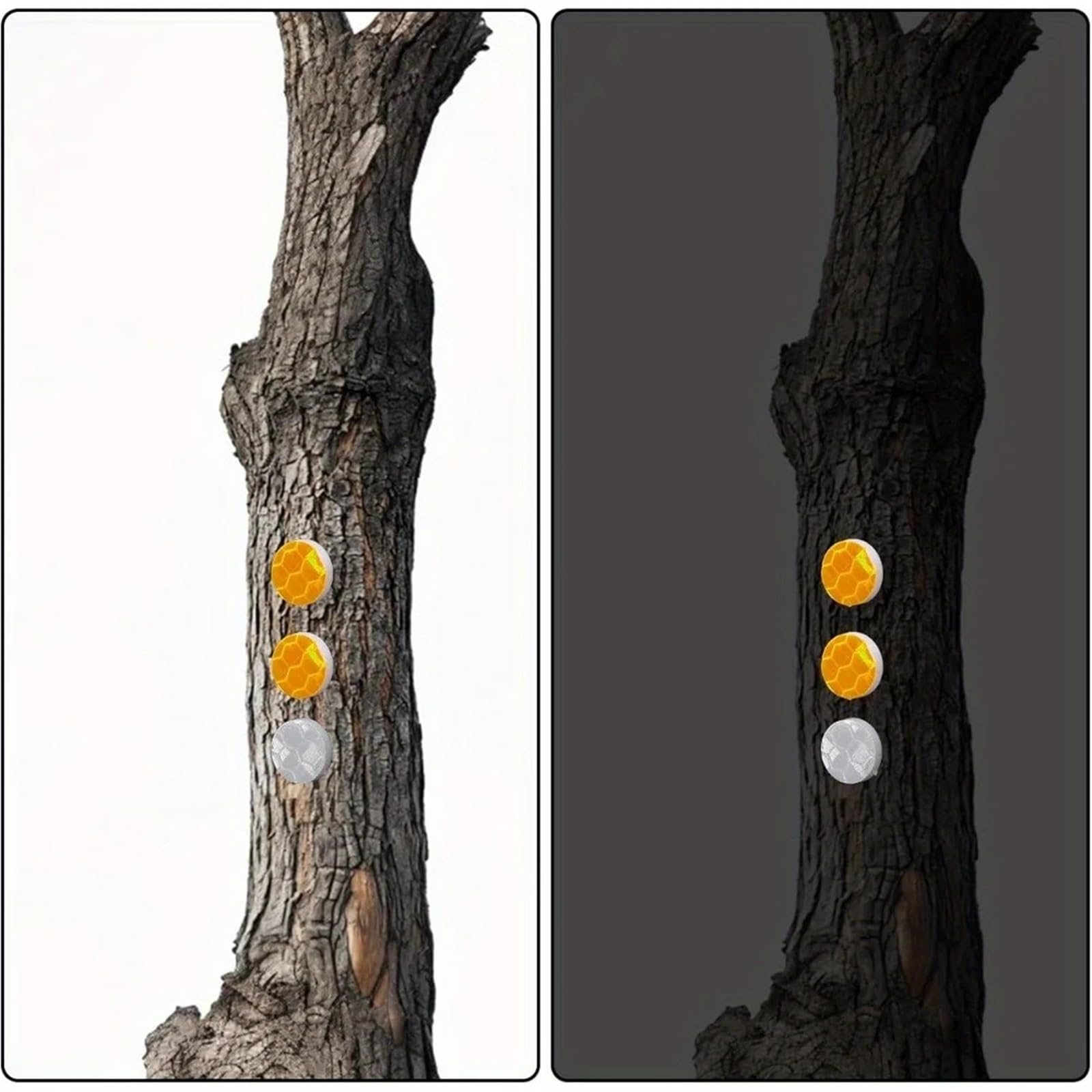 Marque réfléchissante 200 pièces punaises réfléchissantes de marquage sentier lueur marqueurs réfléchissants chevilles arbre argent Orange