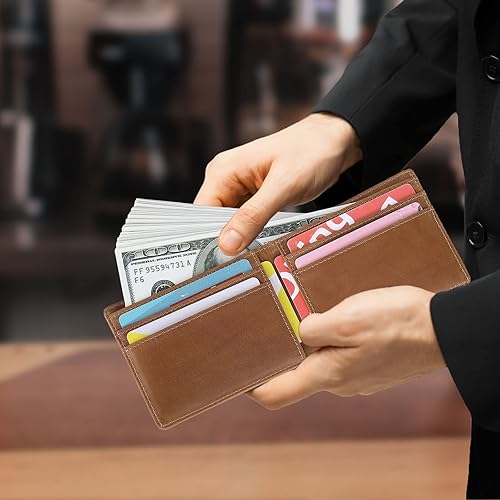 Vista 8 de Gvmcse Billetera para hombres, billetera con clip para dinero para hombres, billetera delgada de fibra de carbono con clip para dinero, Sin ranura