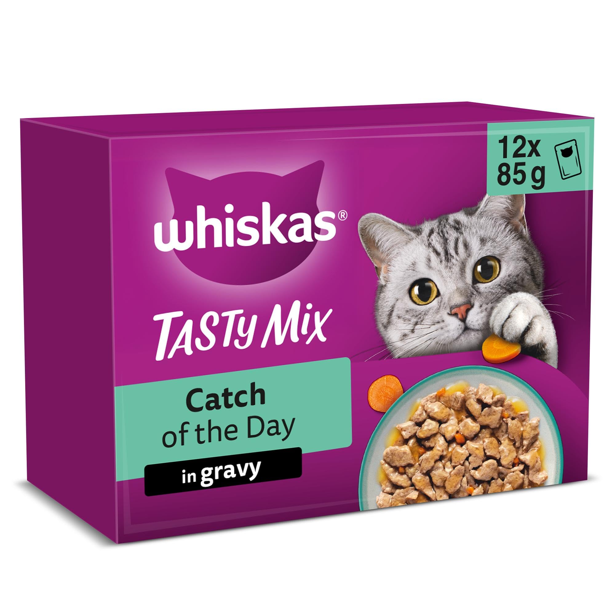 WHISKAS TASTY MIX Adult Wet Cat Food in Gravy 12x85g Chefs Choice (Pack of 4) — view 12