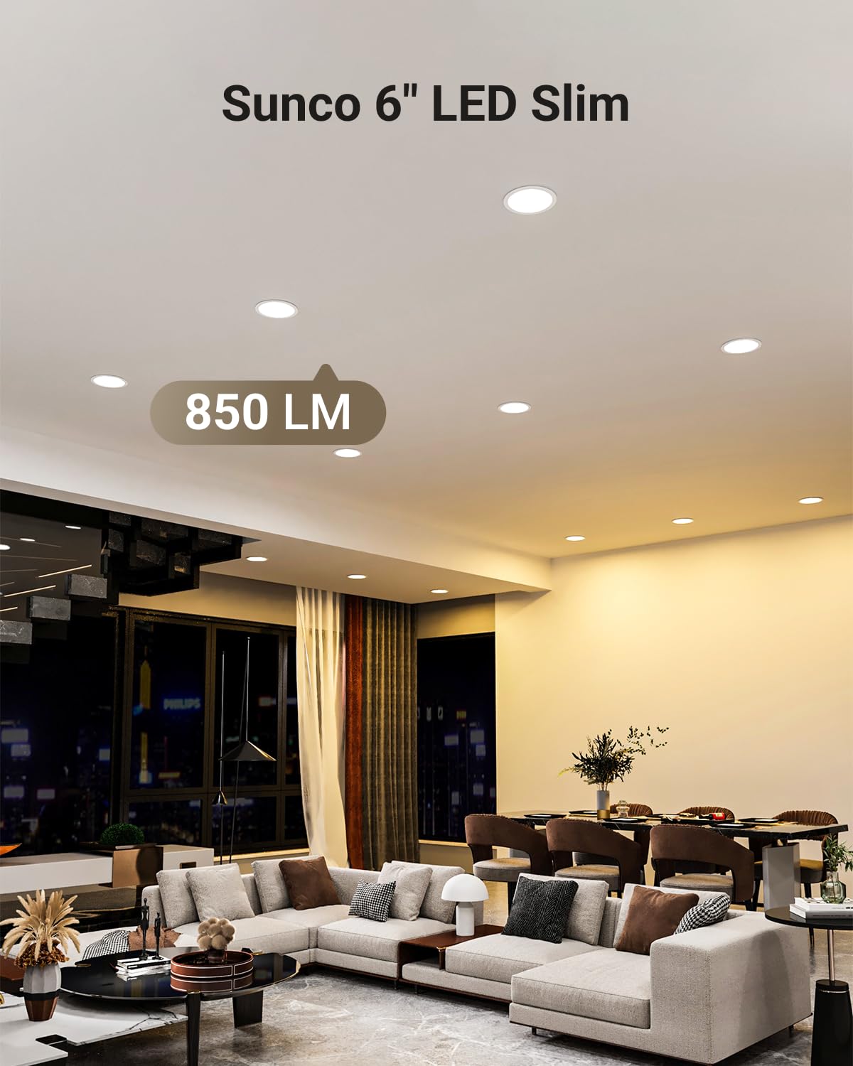 Sunco - Faretti da incasso LED da 15,2 cm, 96 pezzi, senza lattine sottili, 850 lm, 14 W (equivalente a 100 W), CCT, selezionabili 2700 K/3000 K/4000 K/5000 K/6000 K