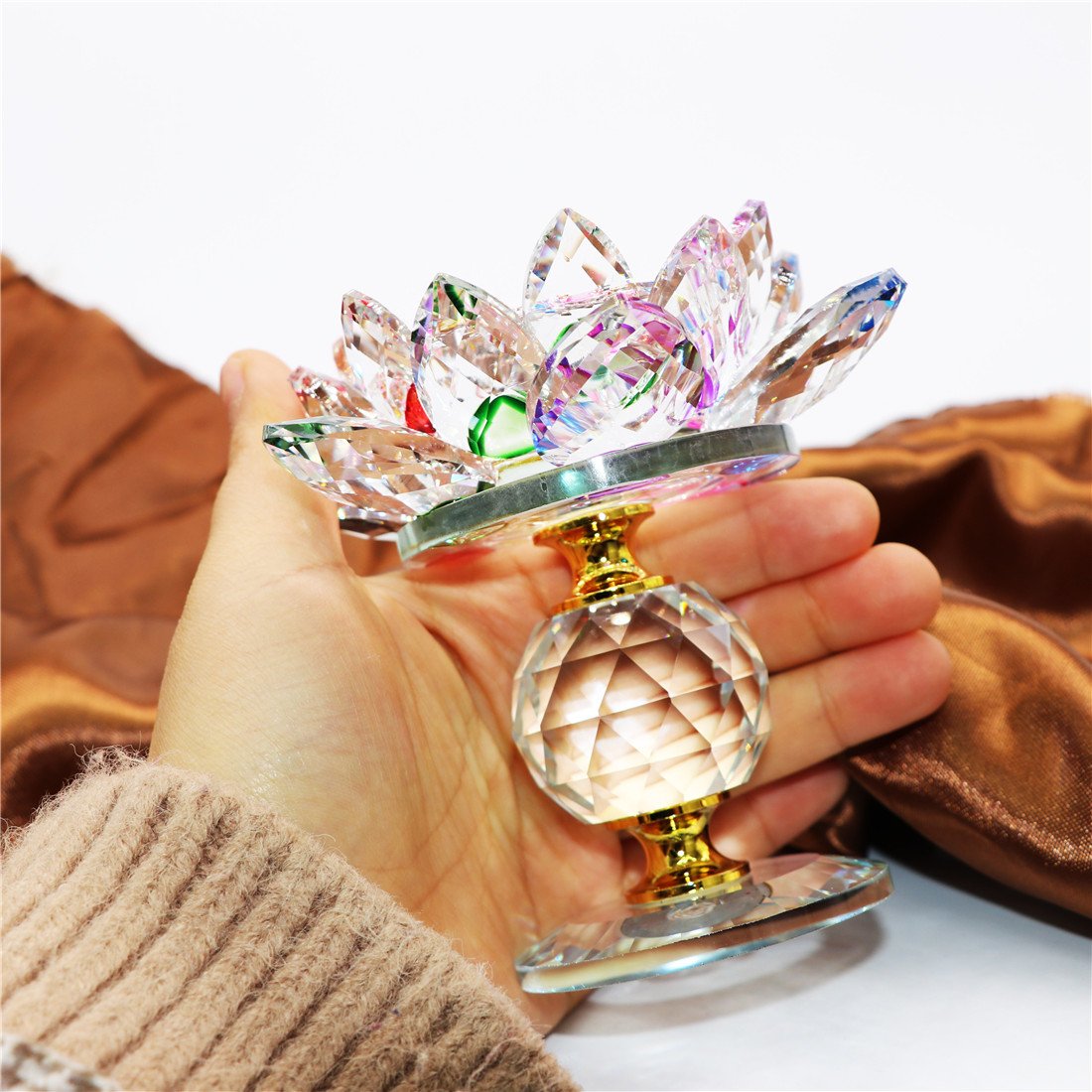 Amazon.co.jp: Waltz&F k9クリスタル 蓮の花 形 カラフル クリスタル