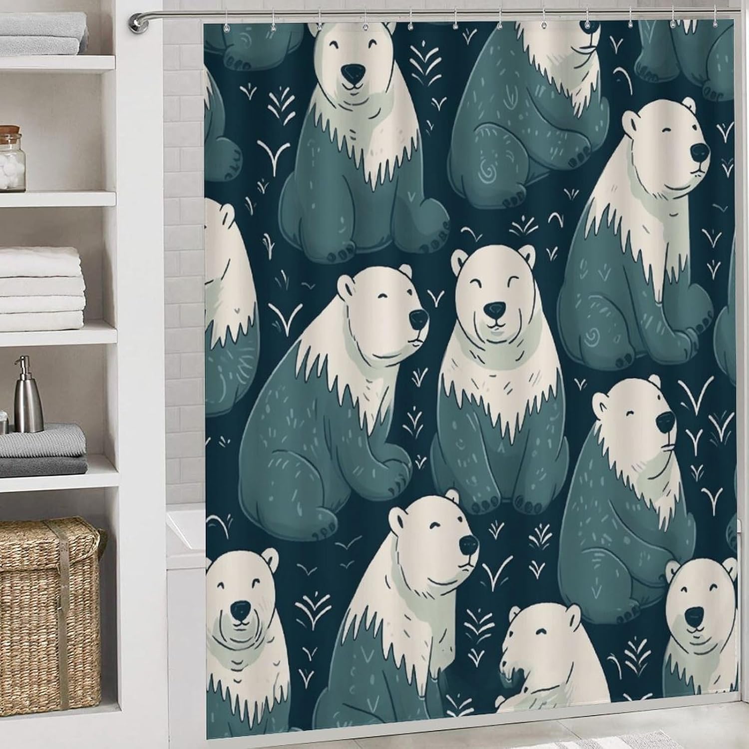 Four Piece Bathroom Set with Toilet Lid Cover and Non-Slip Rugs Minimalist Shower Curtain for Bathroom Set