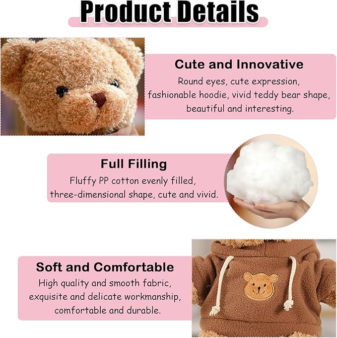 Oso de Peluche 40 cm, Peluche Suave Marrón para Regalo miniatura 3