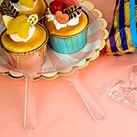 Vista 4 de Spork - 100 tenedores desechables pequeños envueltos individualmente, mini cucharas de plástico transparente, utensilios desechables para postres