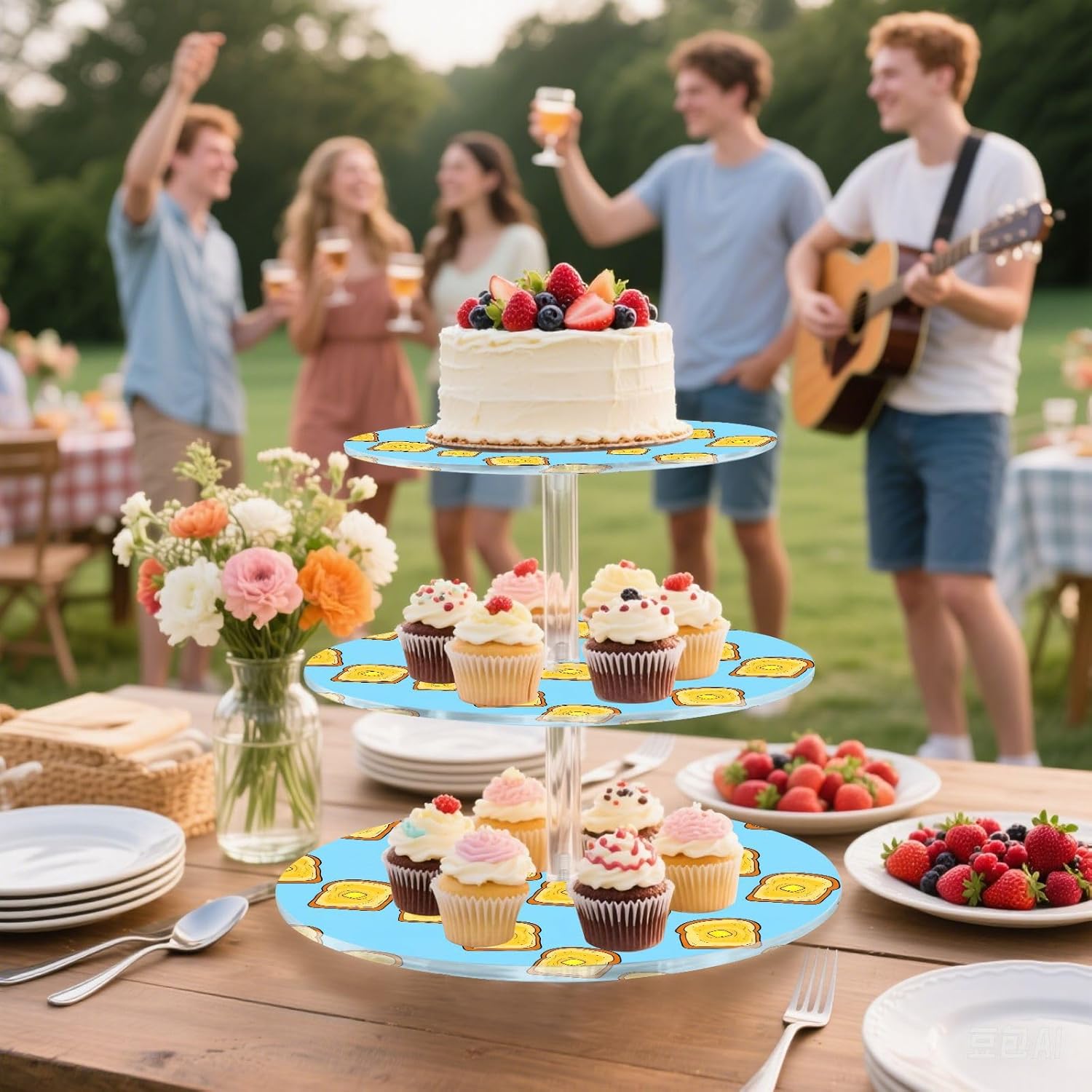 Bread 3 Tier Acrylic Cupcake Stand, Cupcake Stand for 34 Cupcakes for Weddings, Christmas,Holidays,Parties,Birthday,Printed Cupcake Tower 23300265