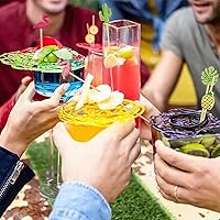 Vista 3 de 150 piezas de palillos de aperitivos hawaianos tropicales de cóctel, decoraciones de fiesta para bebidas, brochetas de embutidos de bambú, flamenco