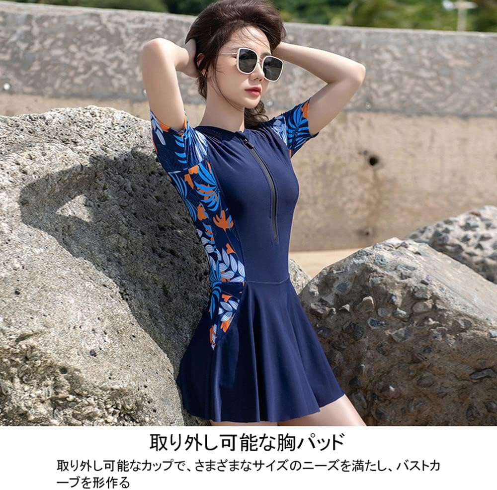 韓国風ワンピース水着体型カバーレディース | ミニミニストア(miniministore) | マルイウェブチャネル ラージサイズのレディースワンピース水着韓国風ファッション痩せて見える2色太った妹ボディカバーファッションシンプルな水泳ビーチは様々な