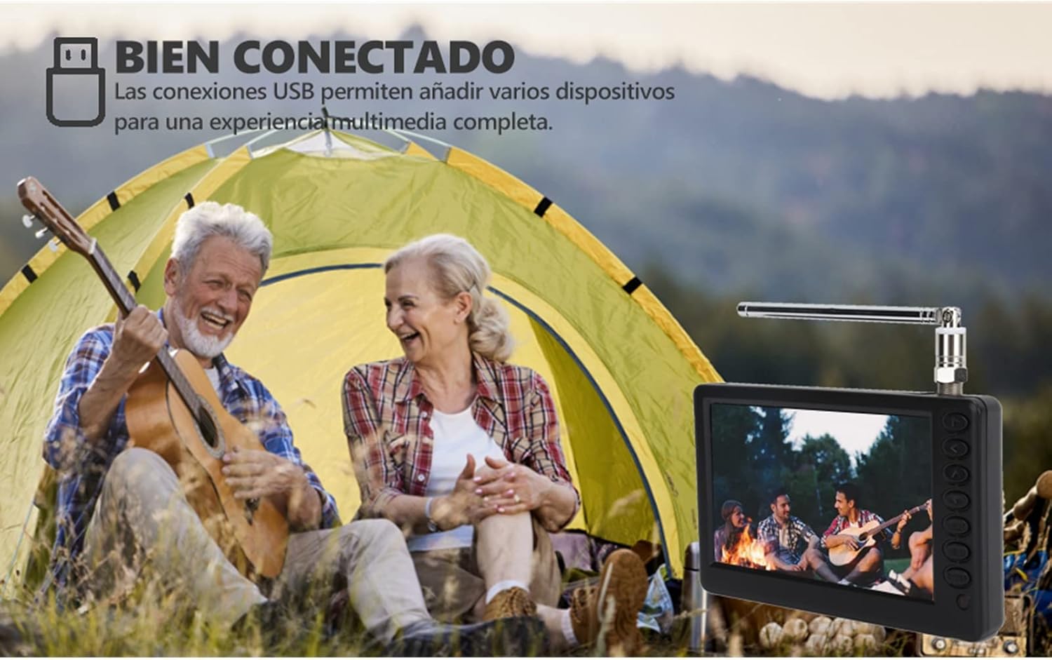 Pomya Portable TV, Pocket Mini Digital ATSC Car Television, 1080p 5 Inch, with 1500mAh Rechargeable Battery, Support USB, TF Card, U Disk, for Outdoor Travel Camping