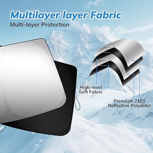 Miniatura 8 de Parasol para parabrisas delantero compatible con GMC Sierra 1500 2500 3500 SLT, AT4, Denali Pickup (2019-2024) Accesorios - Protector solar