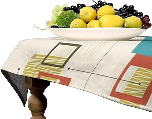 Miniatura 743 de Mantel floral hippie, diseño retro de los años 70, naranja, rosa, azul, floral, bohemio, estampado estético de margaritas, para fiesta, picnic