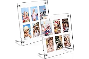 8x8 inch Acrylic Polaroid Frame with 6 Frame Insert Clear 2x3 Transparent...