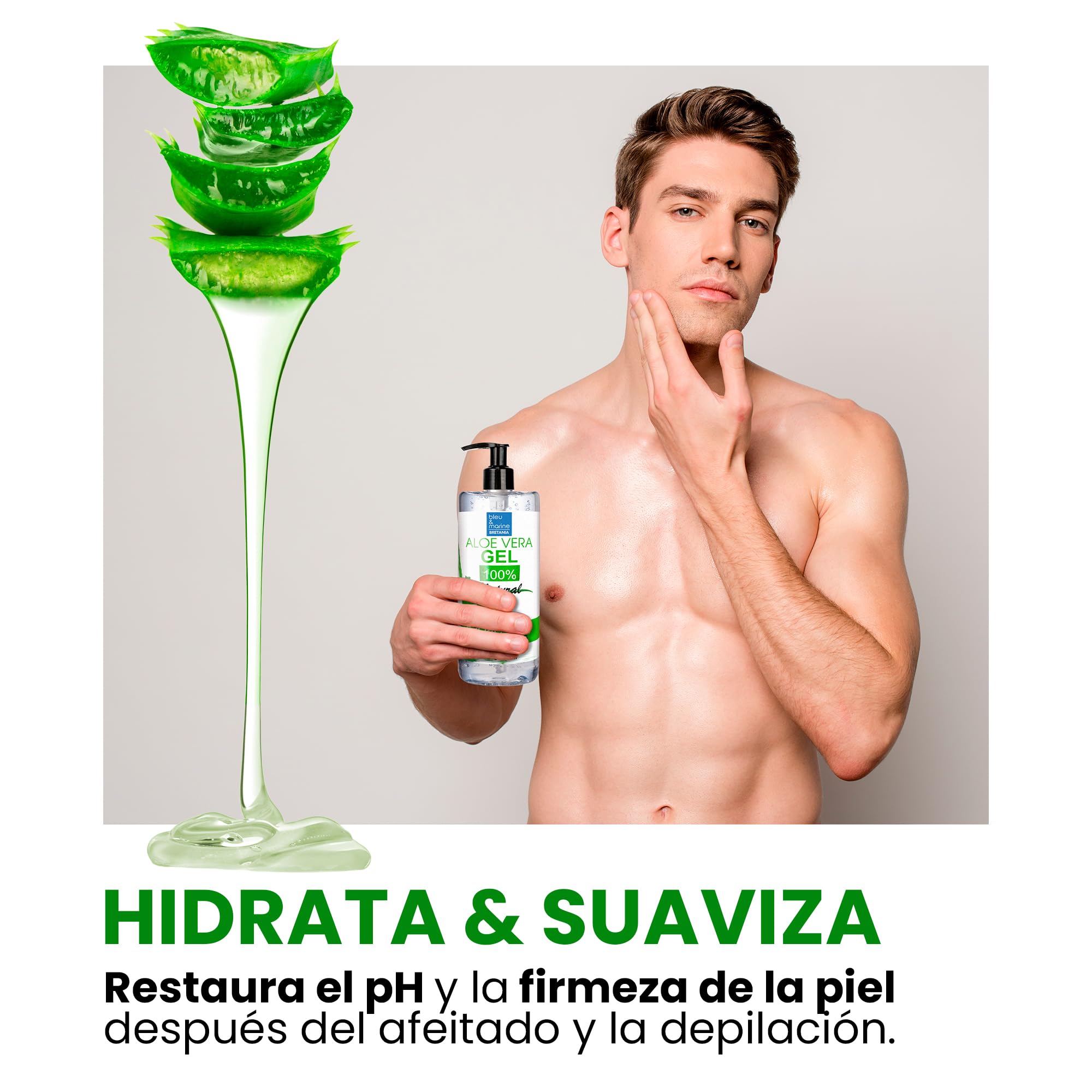 bleu & marine Bretania 100% Natural Gel de Aloe Vera Refrescante Hidratante Rostro y Cuerpo Acondicionador Pelo - 5000 ml
