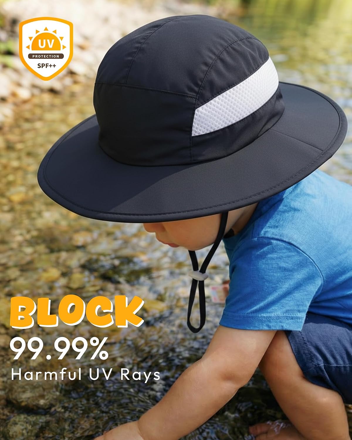 HONGTEYA 2 Pack Baby Sun Hat Infant Toddler Boys Girls Sun Protection Bucket Hat Wide Brim Summer Beach Hat