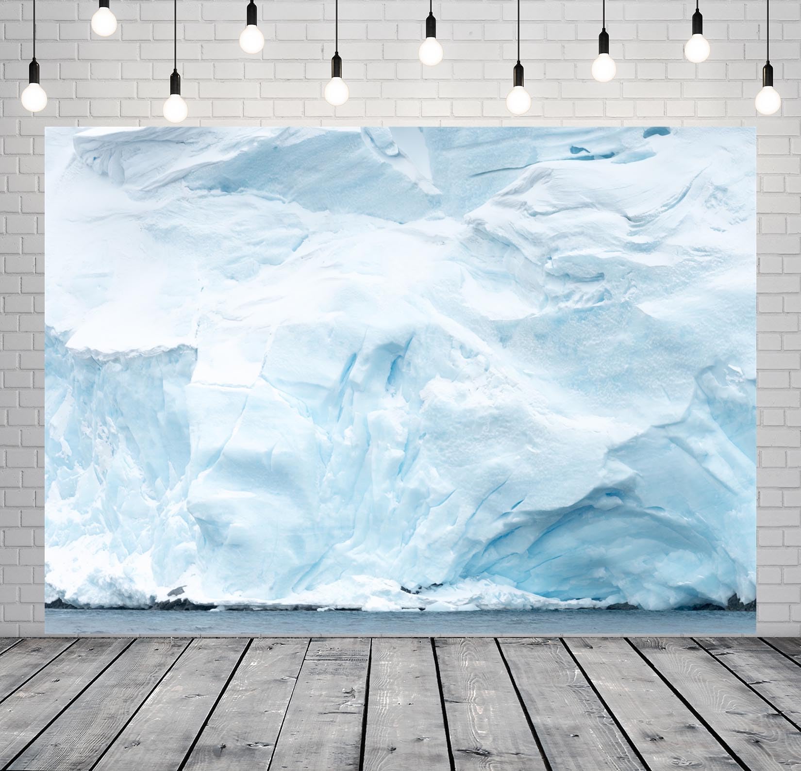 BELECO 5x3ft Fabric Antarctic Glacier Backdrop White Iceberg Snow Mountain Antarctic Ocean Natural Scenery Background Winter Theme Party Decorations Kids Adults Portrait Photoshoot Studio Props