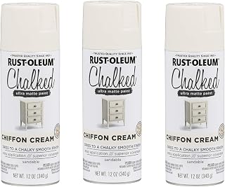 Rust-Oleum 302596-3PK Chalked Ultra Matte Spray Paint, 12 oz, Chiffon Cream, 3 Pack
