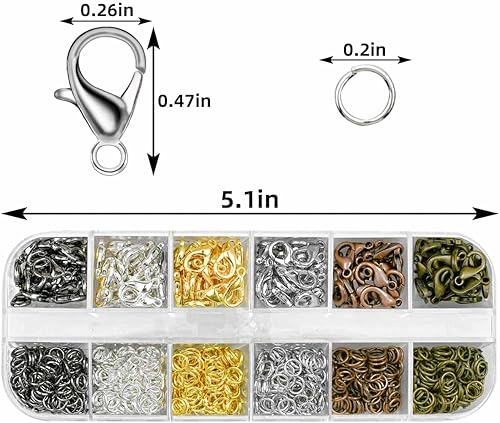 Miniatura 6 de Broches de pinza de langosta y anillos abiertos para hacer joyas, kit de hallazgos de cadena para collares, pulseras, suministros de reparación de