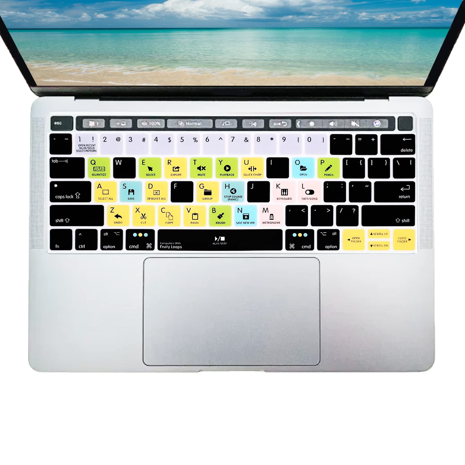 【未使用】FL Studio 20用デザイン外付けキーボード（Mac用） Amazon.com: FL Fruity Loops Keyboard Cover for MacBook Pro 14 16