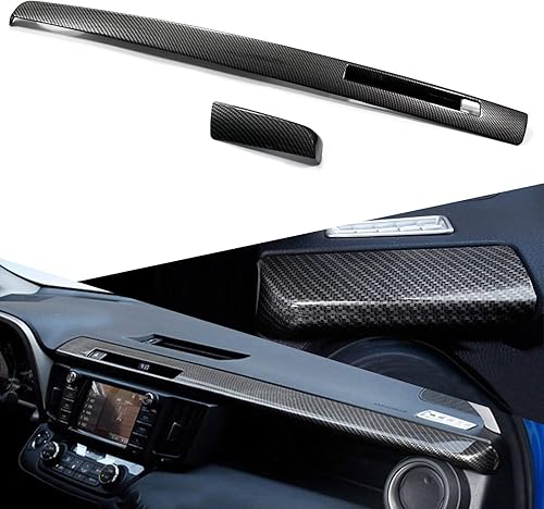 x xotic tech 2 unids ABS fibra de carbono tablero consola panel cubierta Trim decoración para Toyota RAV4 2016-2018