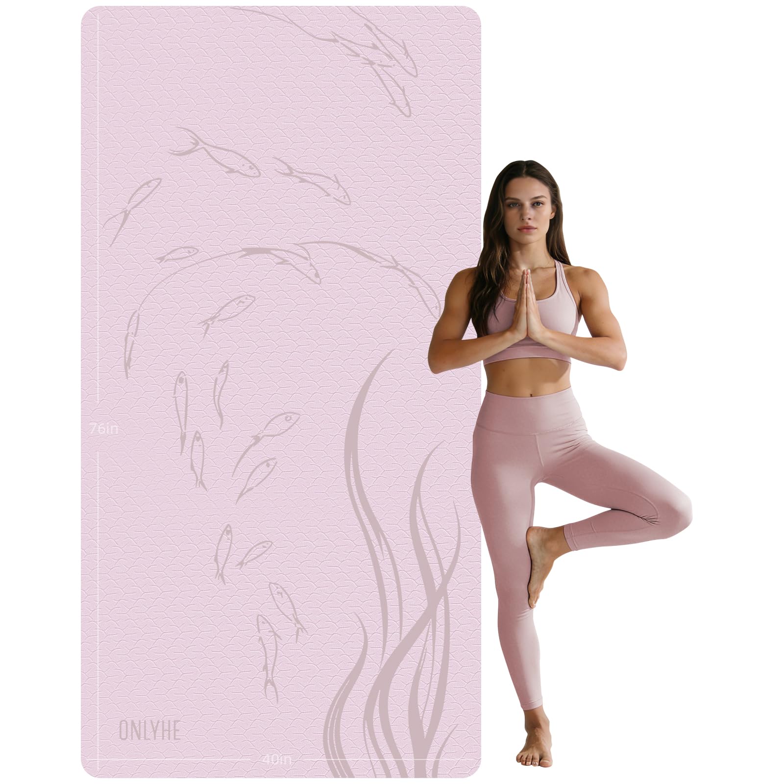 ONLYHE Extra Wide Yoga Mat 76"x40"x10mm TPE Non-Slip Fitness Exercise Mat
