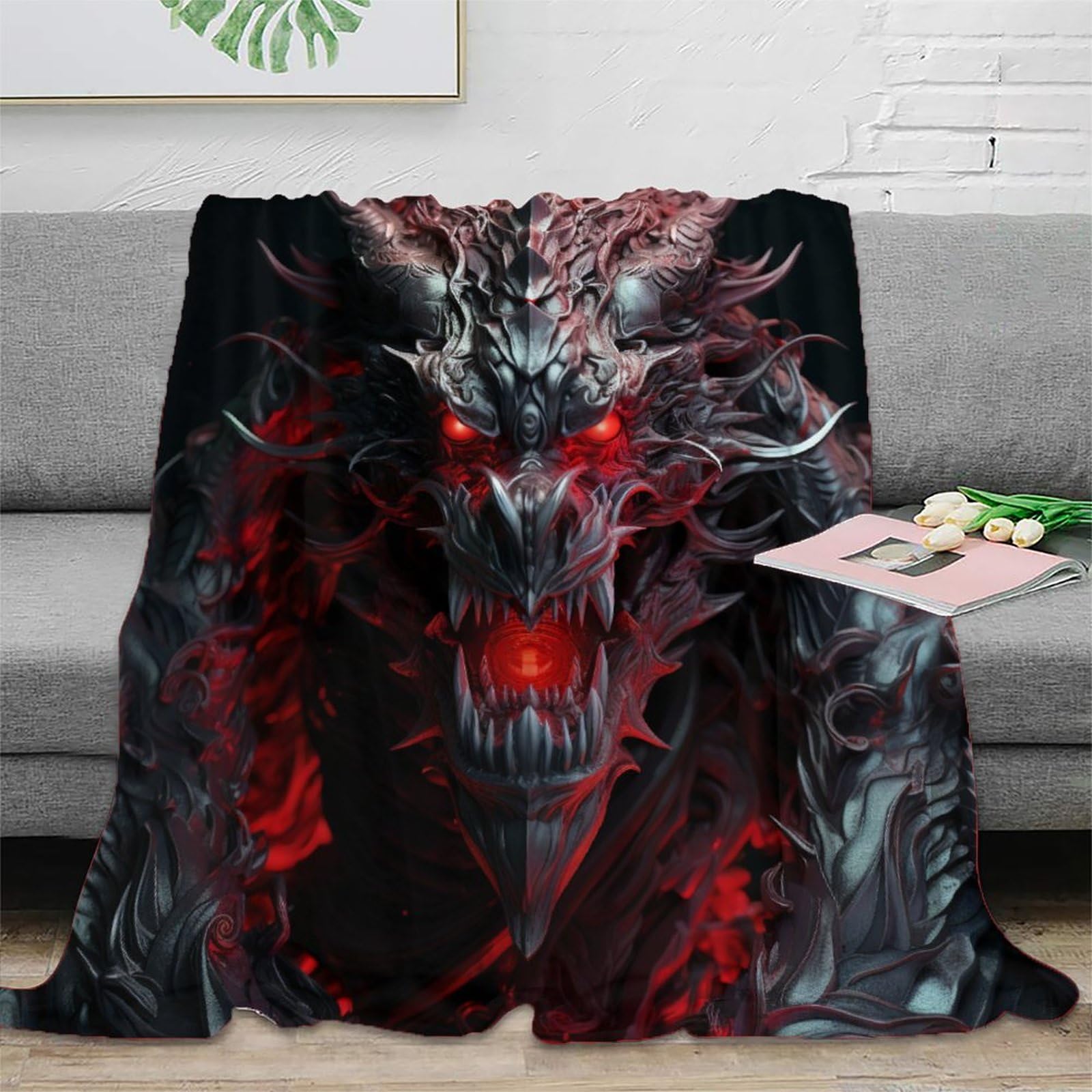 Chinese Dragon Flannel Dragon Printed Throw Blanket, Living Room/Bedroom/Sofa Couch Warm Soft Bed Blanket for Children Adults All Season 60x80inch(150x200cm)