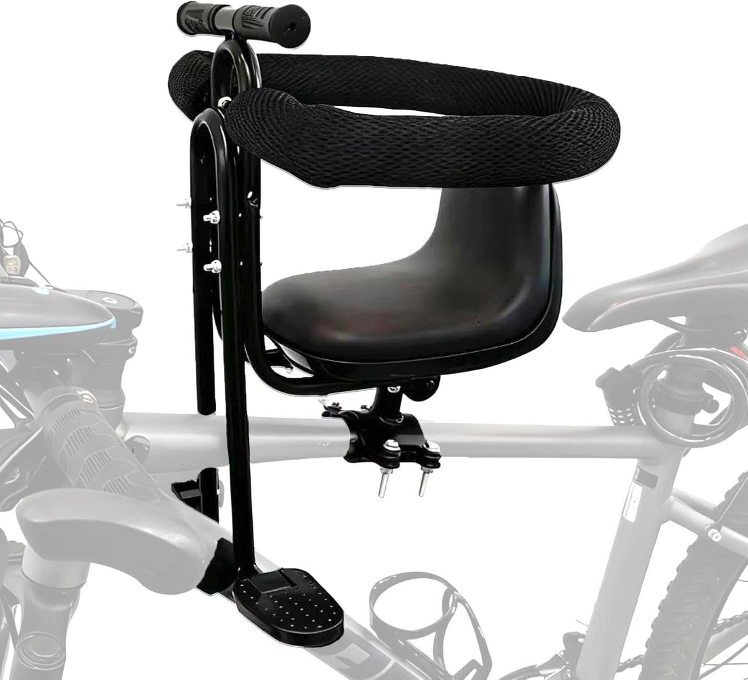 Front Mount Baby Bike Seat – Adjustable Footrests & Recline Seat, Extra Thick Cushion, Quick-Release Child Bicycle Carrier for Ages 1-5, Fits 90% Mountain Bikes, Installation Kit Included