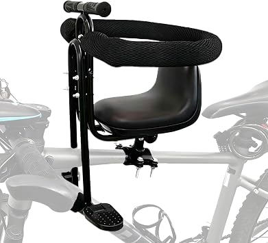 Front Mount Baby Bike Seat Adjustable Footrests & Recline Seat, Extra Thick Cushion, Quick-Release Child Bicycle Carrier for Ages 1-5, Fits 90% Mountain Bikes, Installation Kit Included