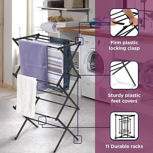 Miniatura 4 de BLACK+DECKER Organizador de lavandería extensibleplegable para secar ropa. Esencial para campamentoremolques o cualquier lugar donde seque la ropa