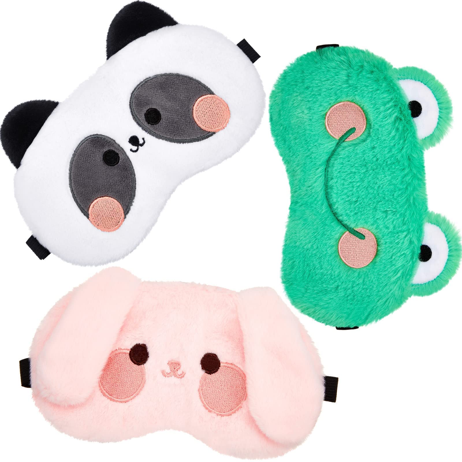 TERRIFI Sleeping Mask Child, 3 Pieces Eye Mask, Kids Sleep Mask, Cute Animal Design Soft Masks for Women Children, Girls and Adult Travel Pajama Party, Adjustable and Elastic