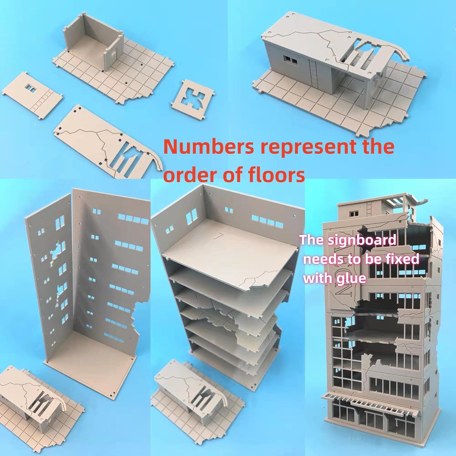 Mycity1:144, 1:100 Scale Urban Scene, Destroyed Buildings and Roads,Handmade Scene Layout (1/100)