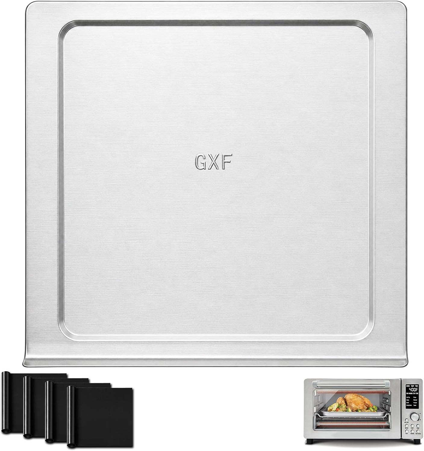 Air Fryer Crumb Tray Replacement for Nuwave Bravo Air Fryer Toaster Smart Oven 10 in 1 21 Qt, 12.8''×11'' Stainless Steel Drip tray Parts Accessories, Dishwasher Safe
