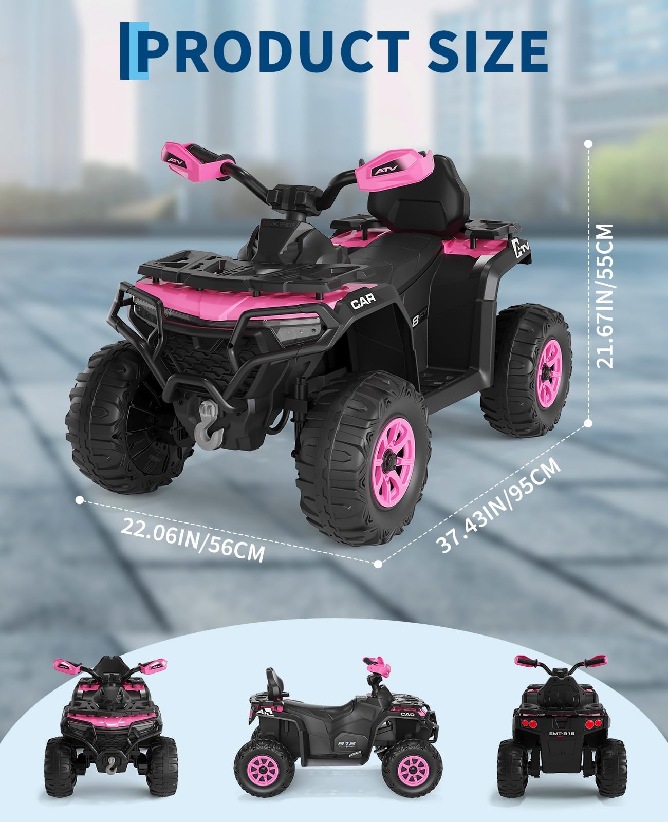 Quad Électrique Enfant 12V ATV Tout-Terrain avec Télécommande Parentale