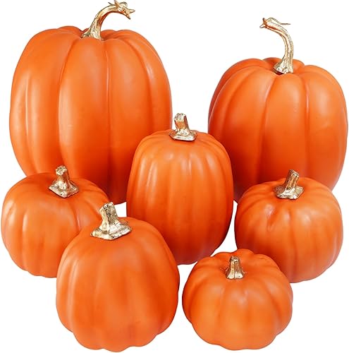 Vista 143 de Winlyn 7 calabazas artificiales verdes surtidas, calabazas de cosecha de color verde oscuro, calabazas decorativas de espuma para granja, otoño