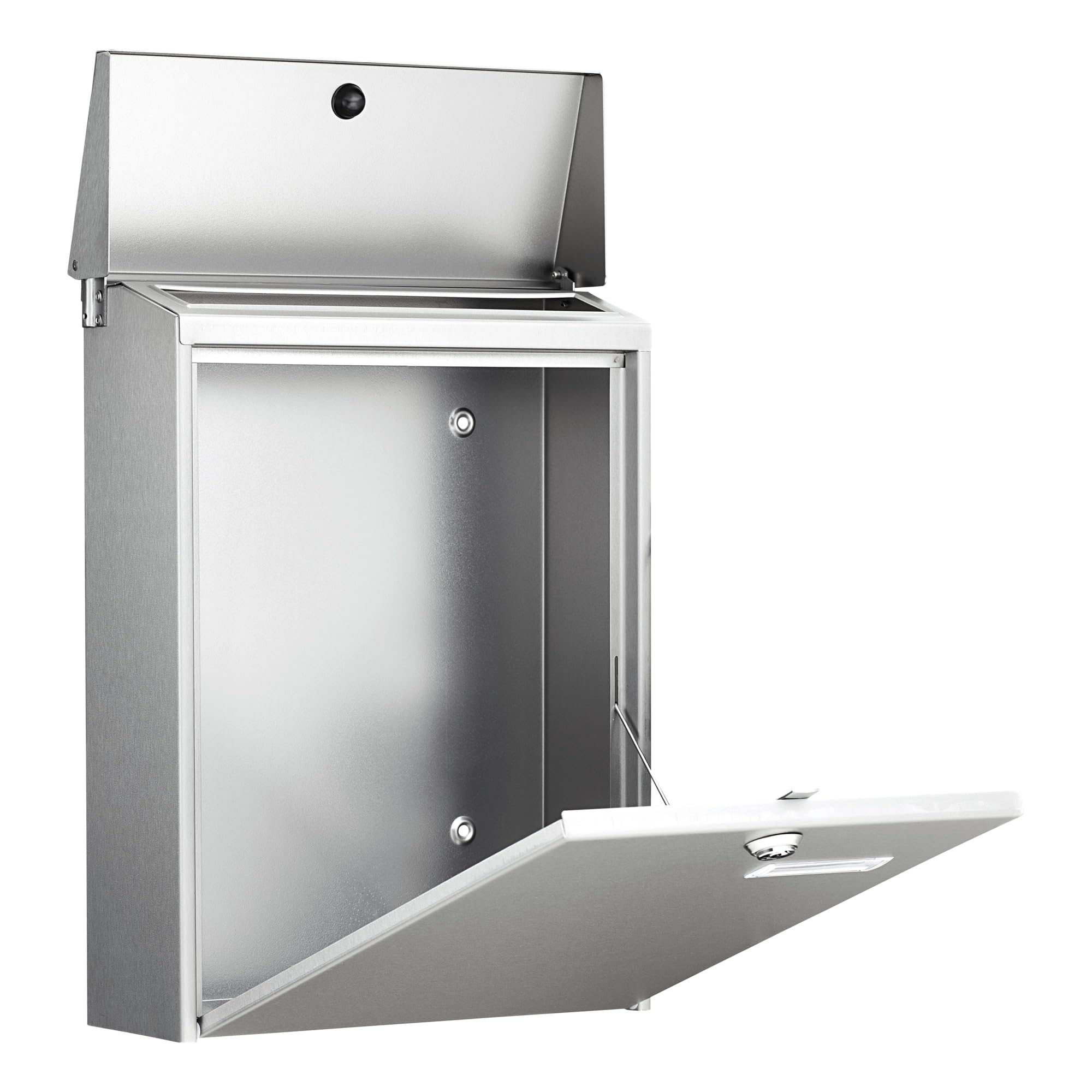 BURG-WÄCHTER Buzón sin portaperiódicos con placa para nombre, Acero inoxidable, Para formatos hasta DIN C4, Incl. 2 llaves, OSLO 3767 NI, Acero inoxidable