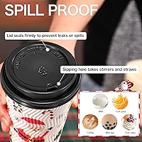 Vista 8 de Lamosi 500 Pack - 12 oz Insulated Disposable Coffee Cups with Lids, To Go Paper Coffee Cups with Lids, Corrugated Ripple Wall Cup for Hot Drink