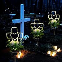 Vista 9 de Lmtocs Decoraciones de tumbas solares con cruz para un ser querido en el cementerio, regalos conmemorativos de condolencias por la pérdida de un ser