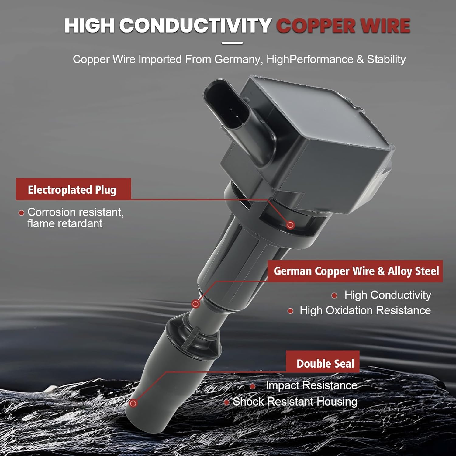 UF764 Ignition Coil Pack and Iridium Spark Plugs Set of 4 Compatible with Hyundai Sonata Tucson Kia Optima Sorento Genesis G80 G90 2015-2022 2.0L 2.4L Replaces#IC871, 49138