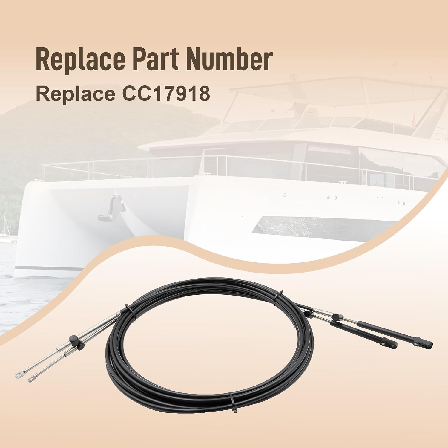 18ft Boat Throttle and Shift Control Cables, 600A Gen I Remote Cable Set, Fit for Mercury MerCruiser Marine Force Outboard Motors, Replaces CC17918 (2pcs)