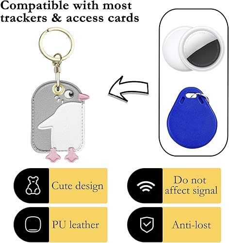 Miniatura 44 de Funda de cuero para llavero para Apple Airtag, funda protectora de AirTag con anillo para llavero, funda antiarañazos para llaves